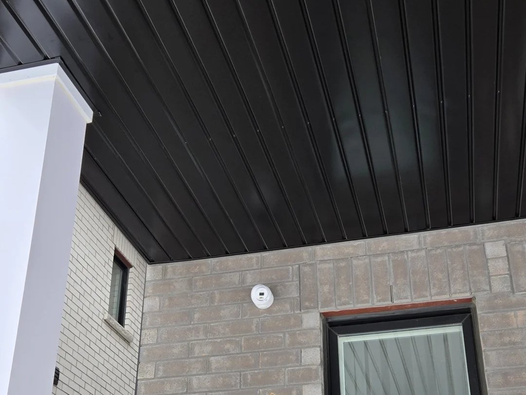 Security camera covering the front entry of a Markham home